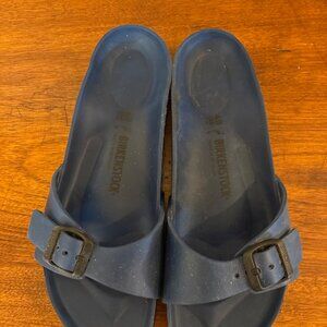 BIRKENSTOCK MADRID Blue Vinyl Size 40 Ladies sz 9 Slip-on Sandals-EUC